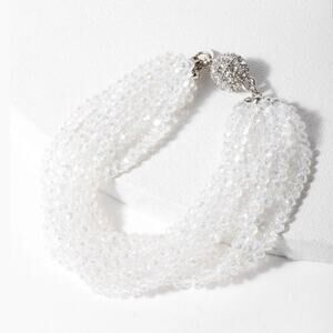 Saachi multi-strand white crystal bracelet with sparkling magnetic closure‎ New